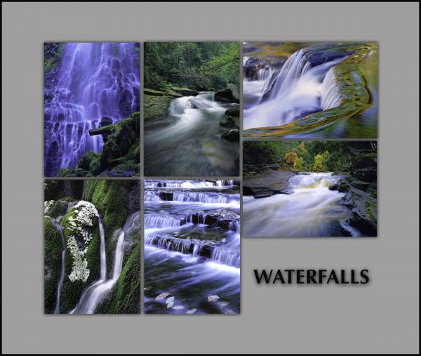 NOTECARDS: "Waterfalls" - boxed set of 6 different cards, each 5"x7" picture