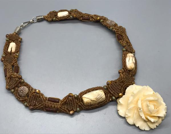 Light fiber intricate carved bone and shell