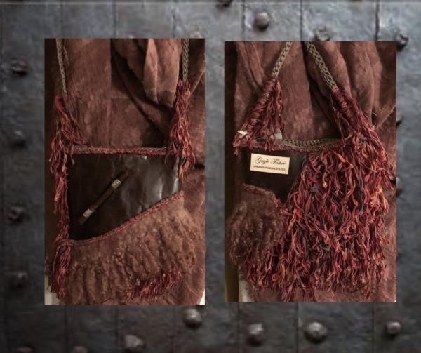 Sheep Wool & Chocolate Brown Leather Crossbody picture