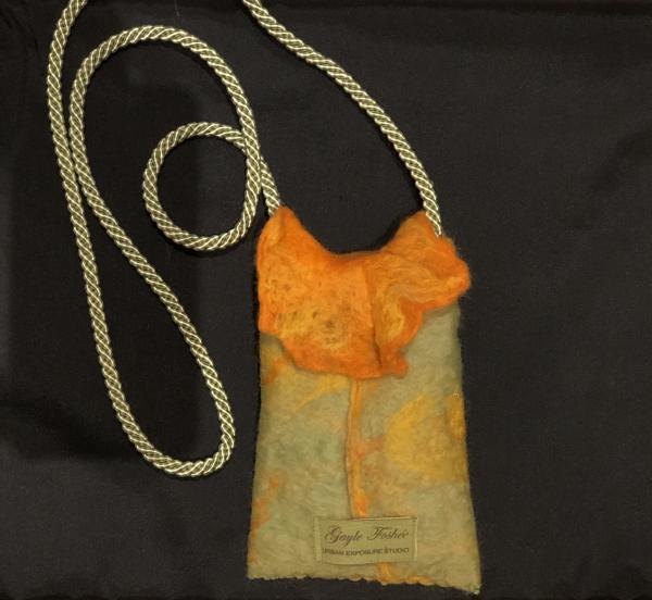 Orange Felted Phone Bag picture