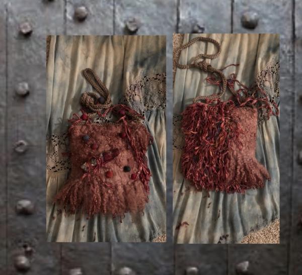 Burgundy Felted Crossbody With Sheep Locs