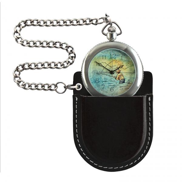 pocket watch/ fly fishing man