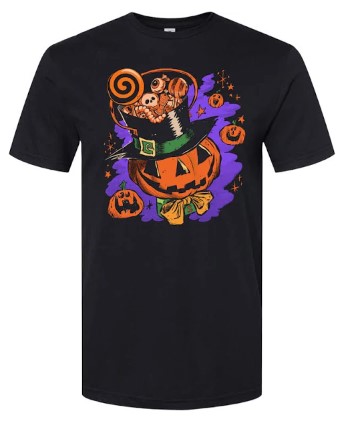 Halloween Shirt Company Top Hat Pumpkin Pail Tee picture