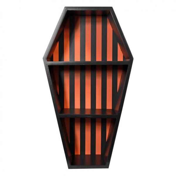 Sourpuss Striped Coffin Shelf Black/Pumpkin picture