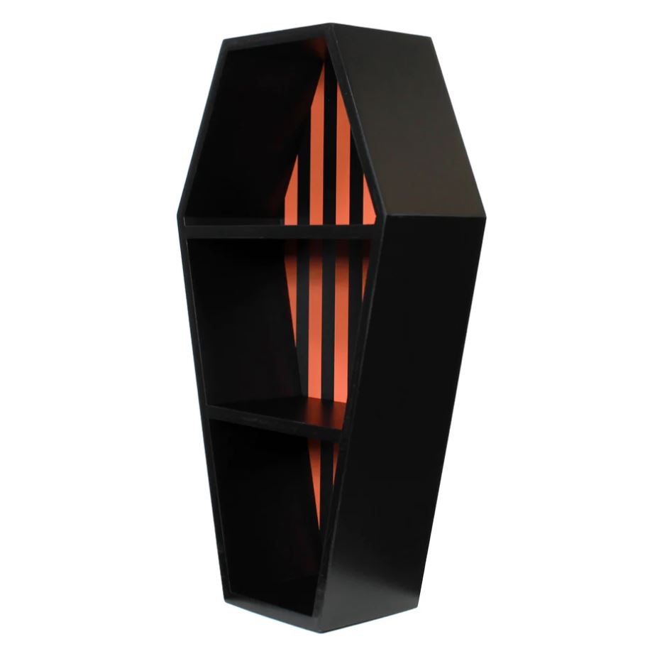 Sourpuss Striped Coffin Shelf Black/Pumpkin picture