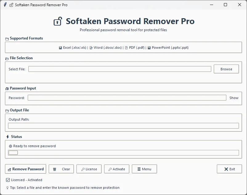 Softaken  Freeware Excel Password Remover picture
