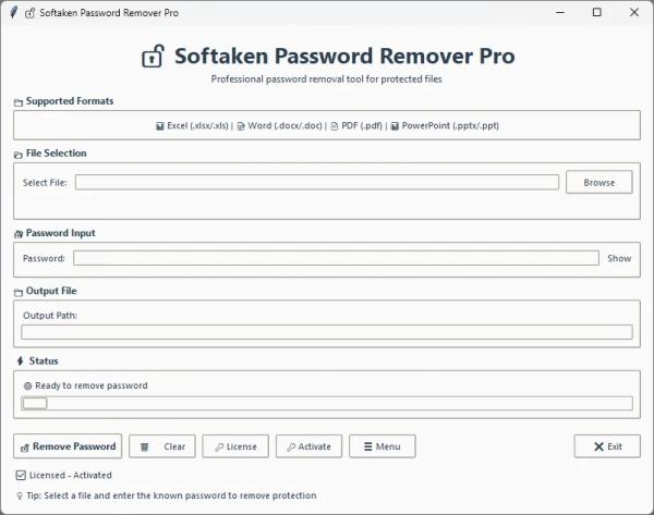 Softaken  Freeware Excel Password Remover