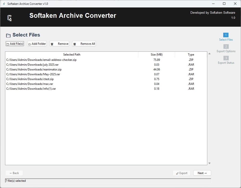 Softaken Archive Converter Software picture