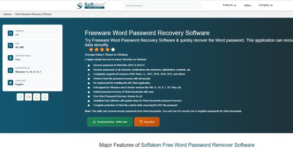 Softaken Freeware Word Password Remover