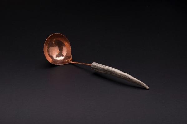 Copper Medium Gravy Ladle with Antler Point Handle