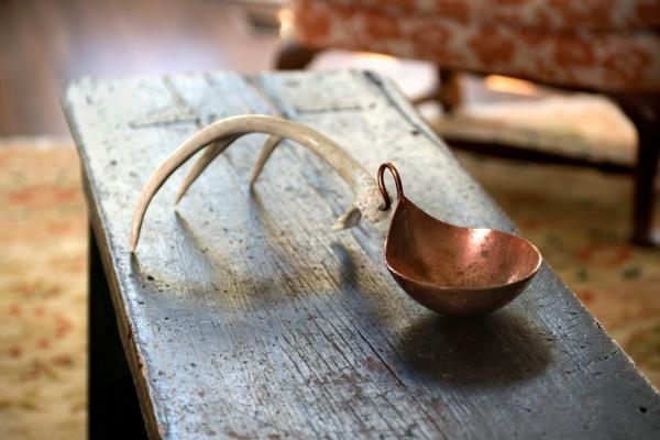 Copper Nut Bowl with Antler Handle - 6 Inch picture