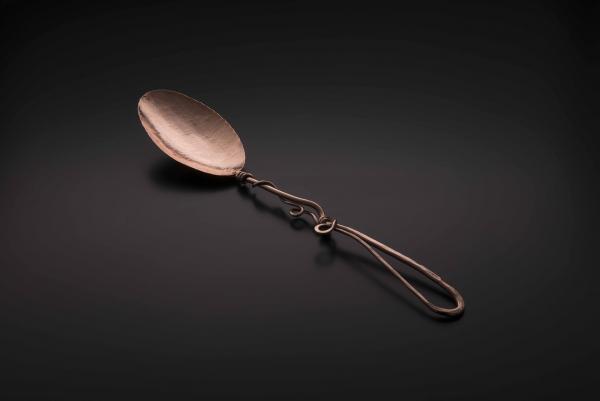 Copper Large Serving Spoon with Vine Handle picture