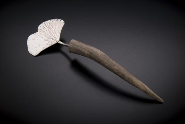 Silver Ginkgo Hors d'Oeuvre Server with Antler Point Handle picture