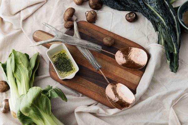 Copper Medium Spoon Salad Set with Antler Point Handles picture