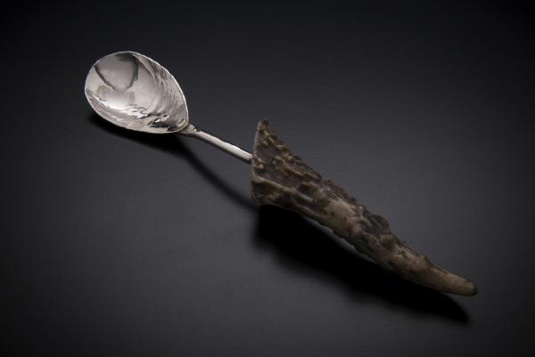 Silver Relish Spoon with Antler Point Handle