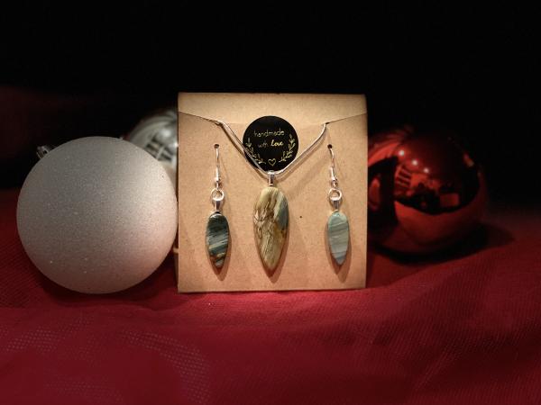 Gary Green Jasper Necklace and Earring Set