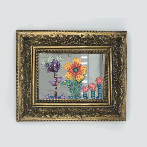 Gold Frame Mirror with Flowers