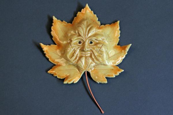 Vine Maple Greenman-Hanging Leaf Face