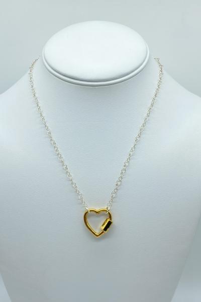 silver-chain-with-gold-heart-carabiner picture