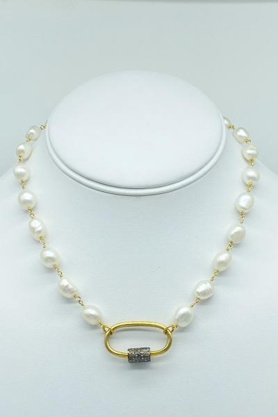 freshwater-pearls-and-mixed-metal-carabiner-with-pave-diamonds picture