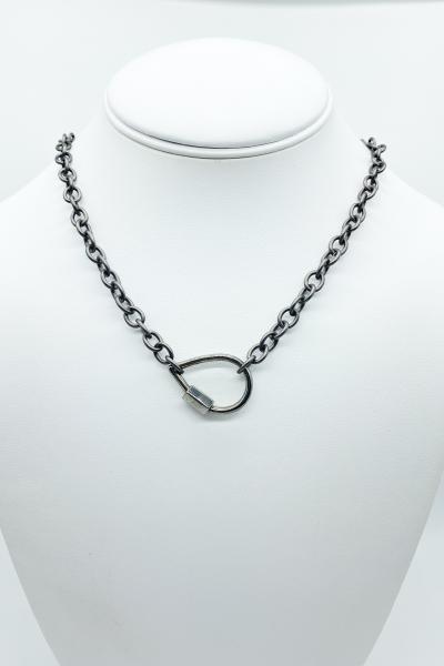 gunmetal-oval-carabiner-lock-necklace picture