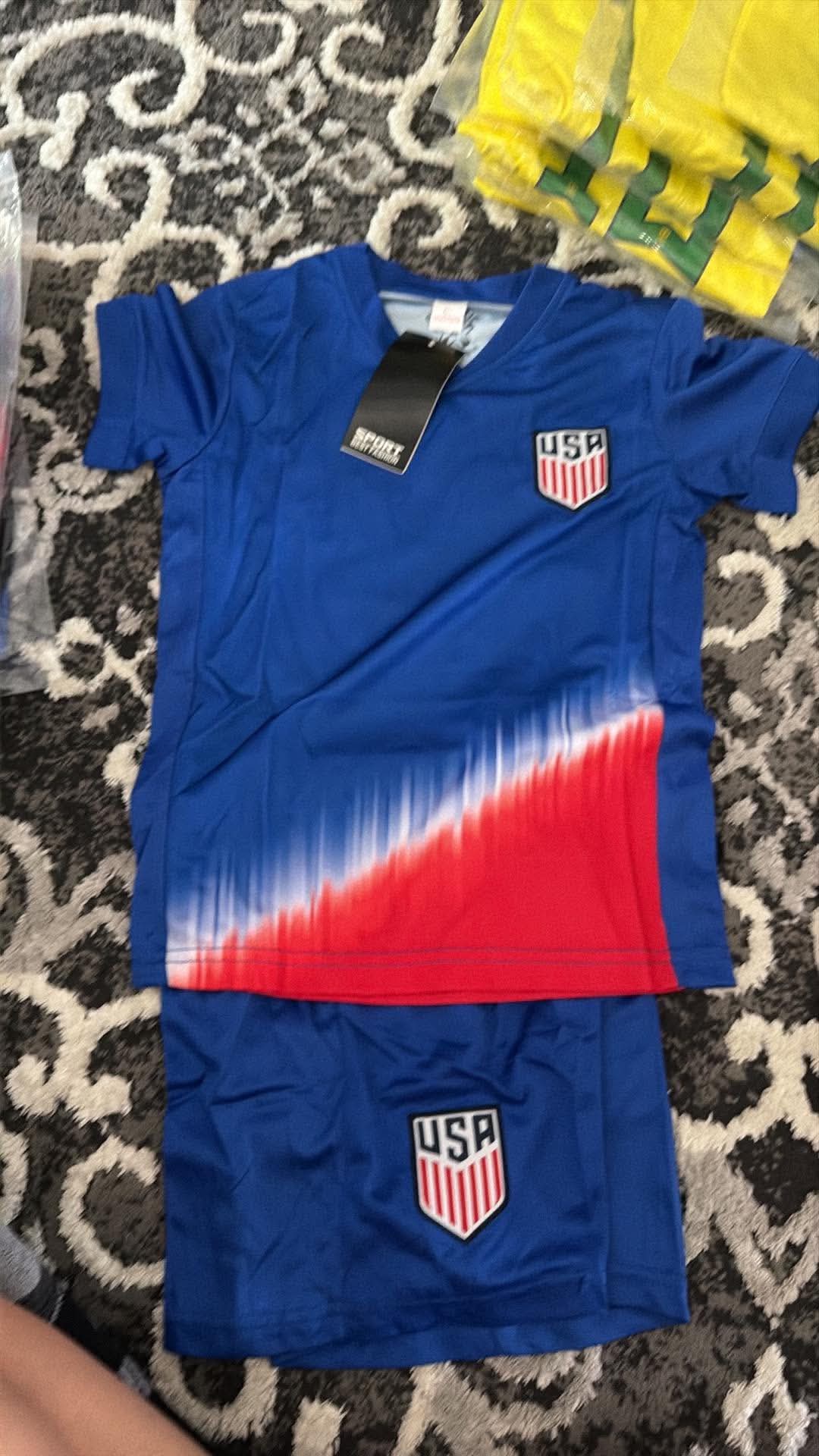 Kids soccer team jerseys and short set picture