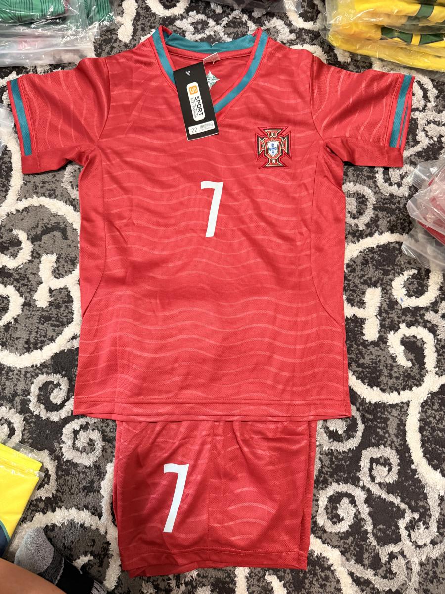 Kids soccer team jerseys and short set picture