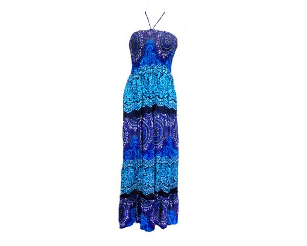 Long Blue Boho dress,Hippie Gypsy dress, Women's Festival clothing,Bohemian ruffle maxi dress