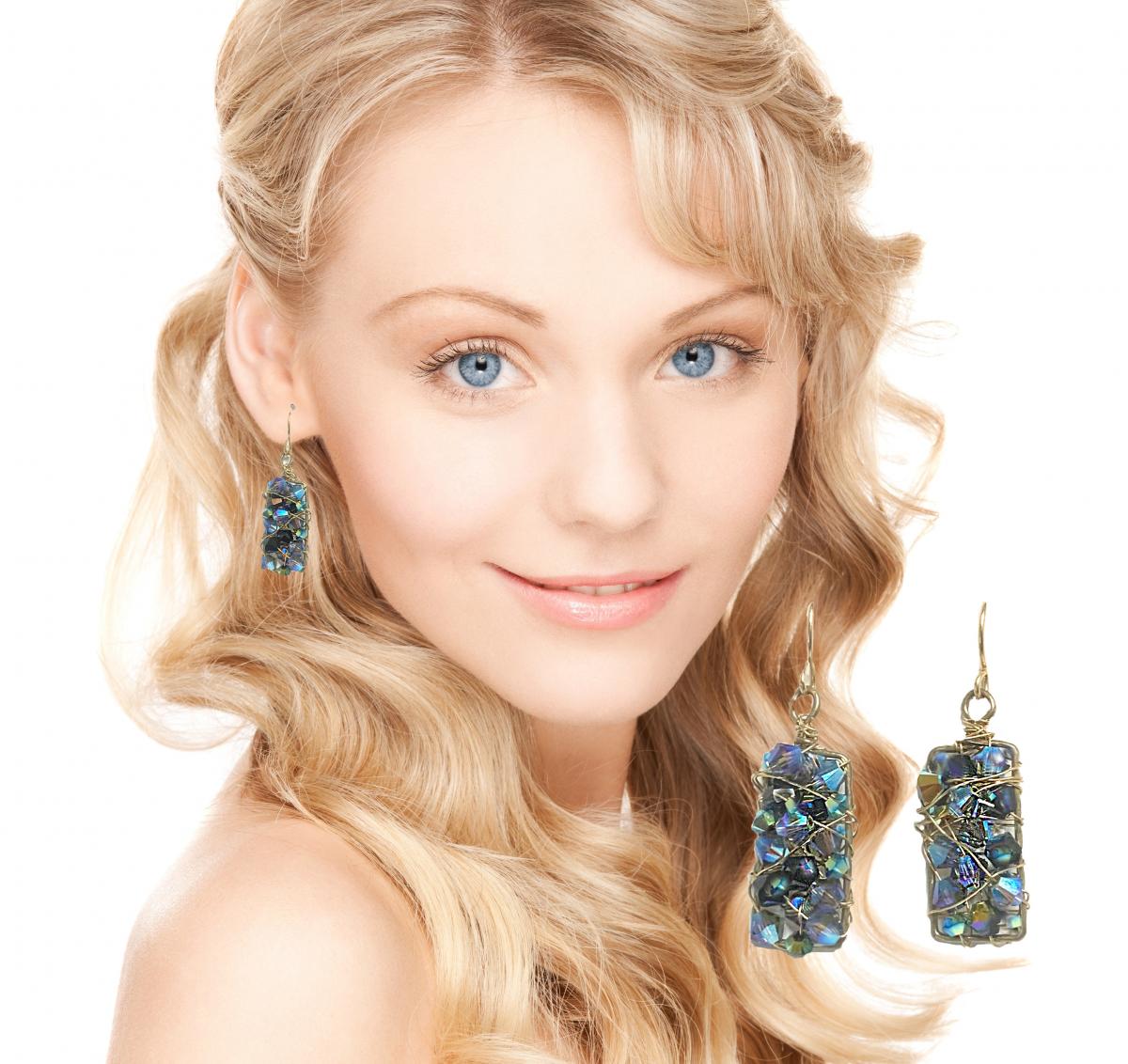 Swarovski Crystal Rectangular Blue Dangles picture