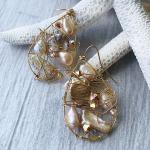 Large Pearl Teardrop Wire wrapped Earring