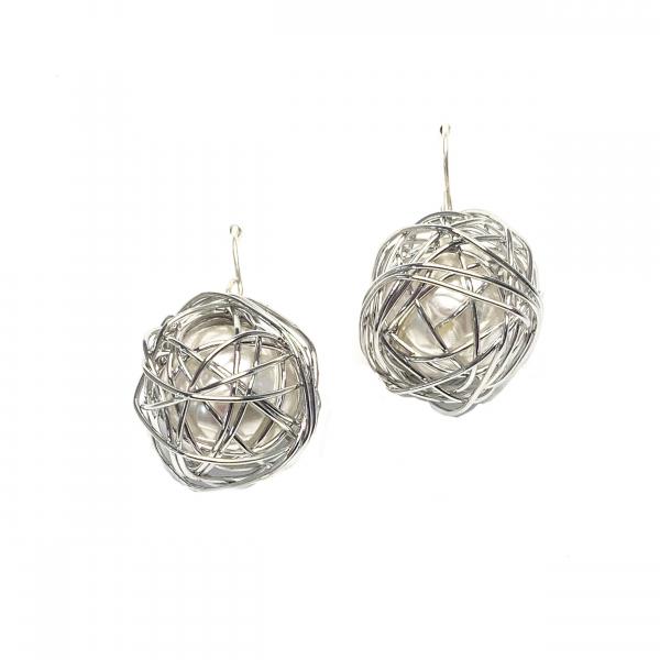 Gold Pearl Caged Earrings picture