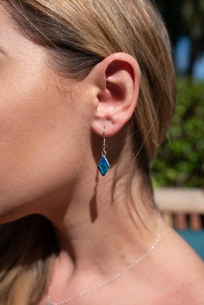Caribbean Blue Opal Earrings #571sm