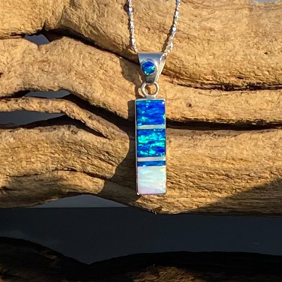 Blue and White Opal Pendant #715
