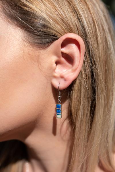 Blue and White Opal Earrings #715