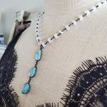 Larimar Stone Drop and Moonstone Necklace