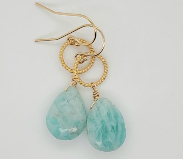 Amazonite Tear Drop Gold Filled Earrings picture