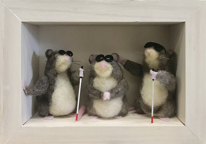 Mice in a setting, 3 blind Mice, Quarantine....