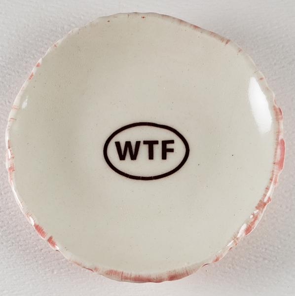 Tiny plate with "WTF" picture