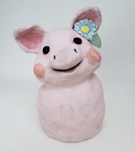 Petunia the Pig Wearing a Daisy Headband