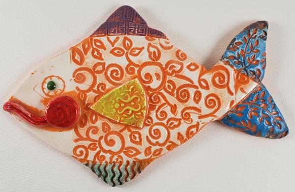 Orange Swirled Ceramic Fish picture