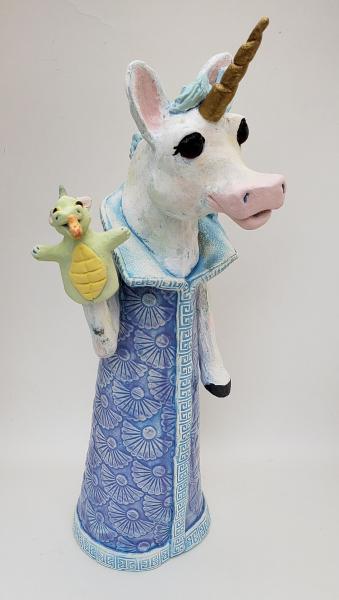 Unicorn with Dragon Puppet Sculpture picture