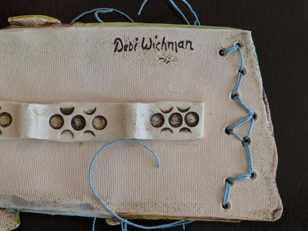 Colorful Abstract Clay Mask with Blue Cotton String Hair picture