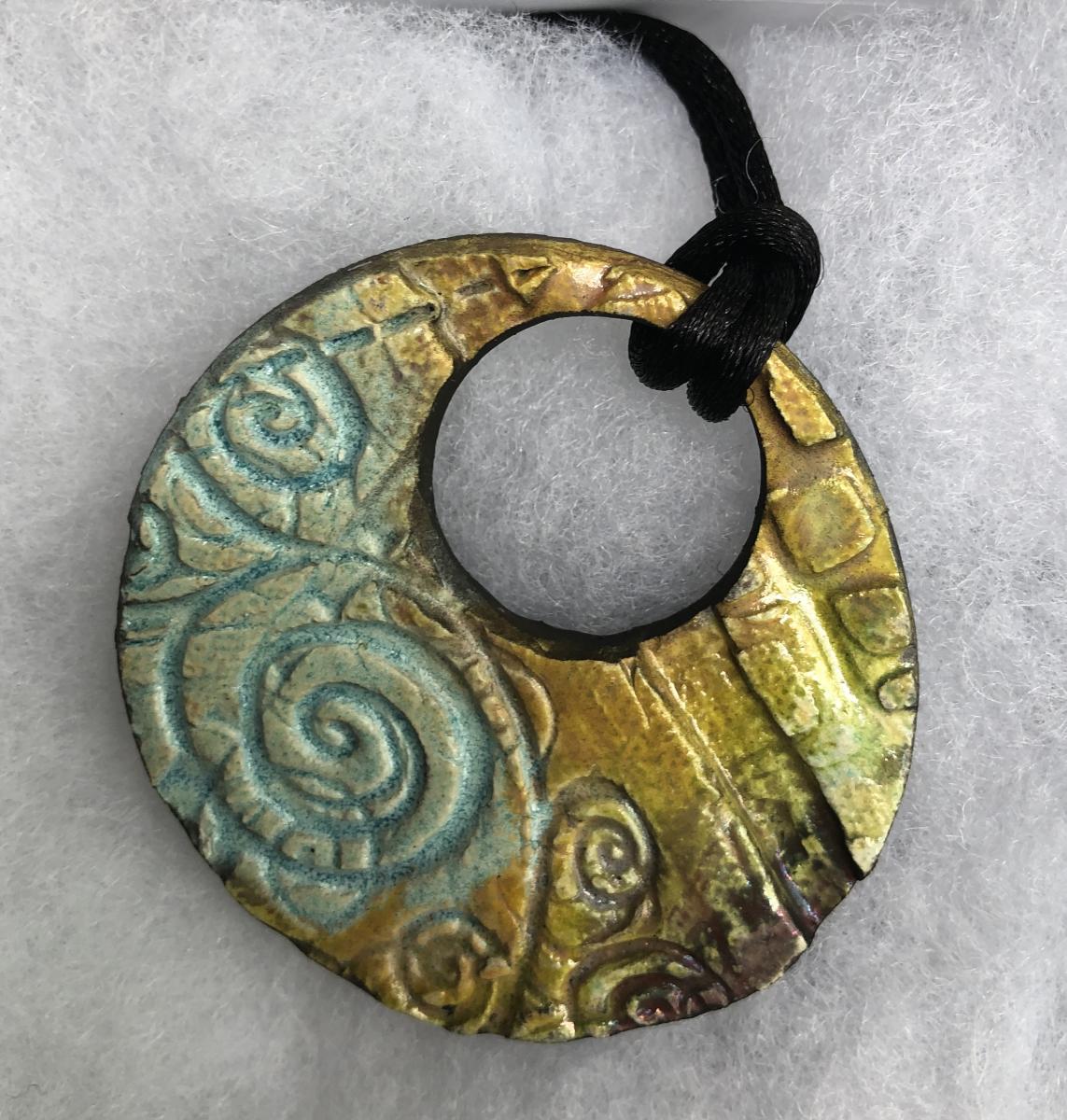 Small 2” donut necklace w/ 15” black satin cord picture