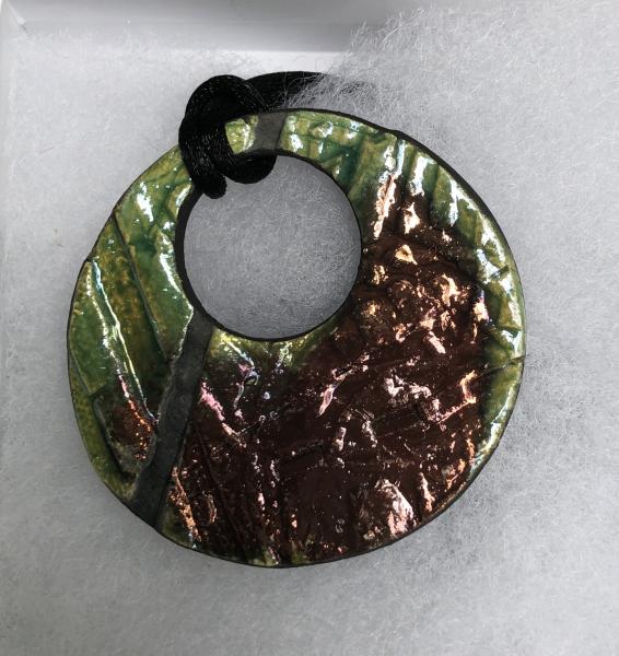 Small 2” donut necklace w/ 15” black satin cord picture