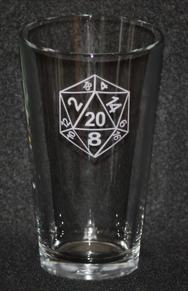 D&D Dungeons & Dragons D20 Dice Pint Glass