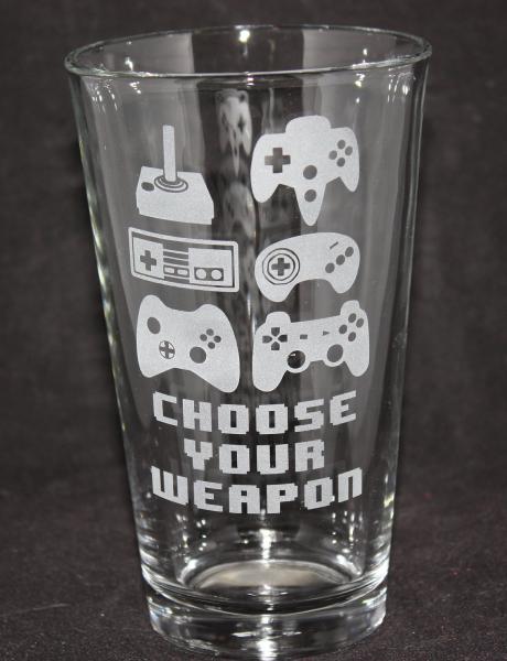 Choose Your Weapon Video Game Controller Pint Glass
