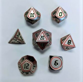 16 mm Red & Green Digitial Font Metal Dice Set