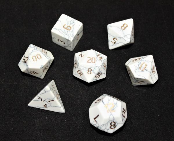 16 mm White Howlite Gemstone Dice Set