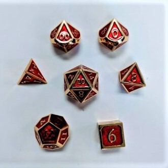 16 mm Gold and Red Metal Dice Set