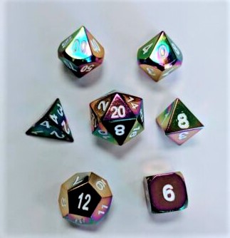 16 mm Rainbow Oil Slick Metal Dice Set